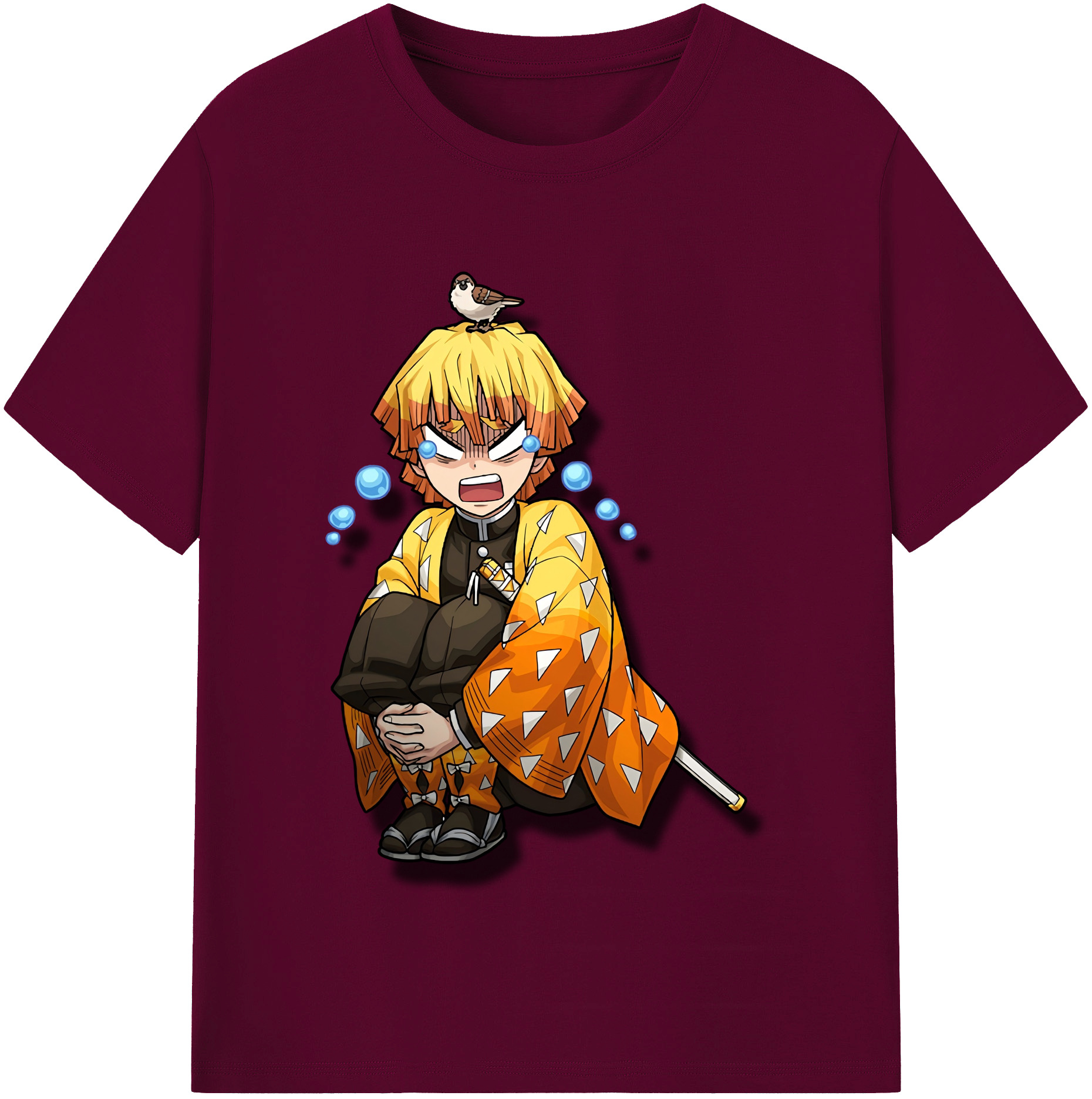 （画像用） 鬼滅の刃（きめつのやいば）我妻 善逸／あがつま ぜんいつ Agatsuma Zenitsu レディースカジュアルプリントTシャツ（綿100％）